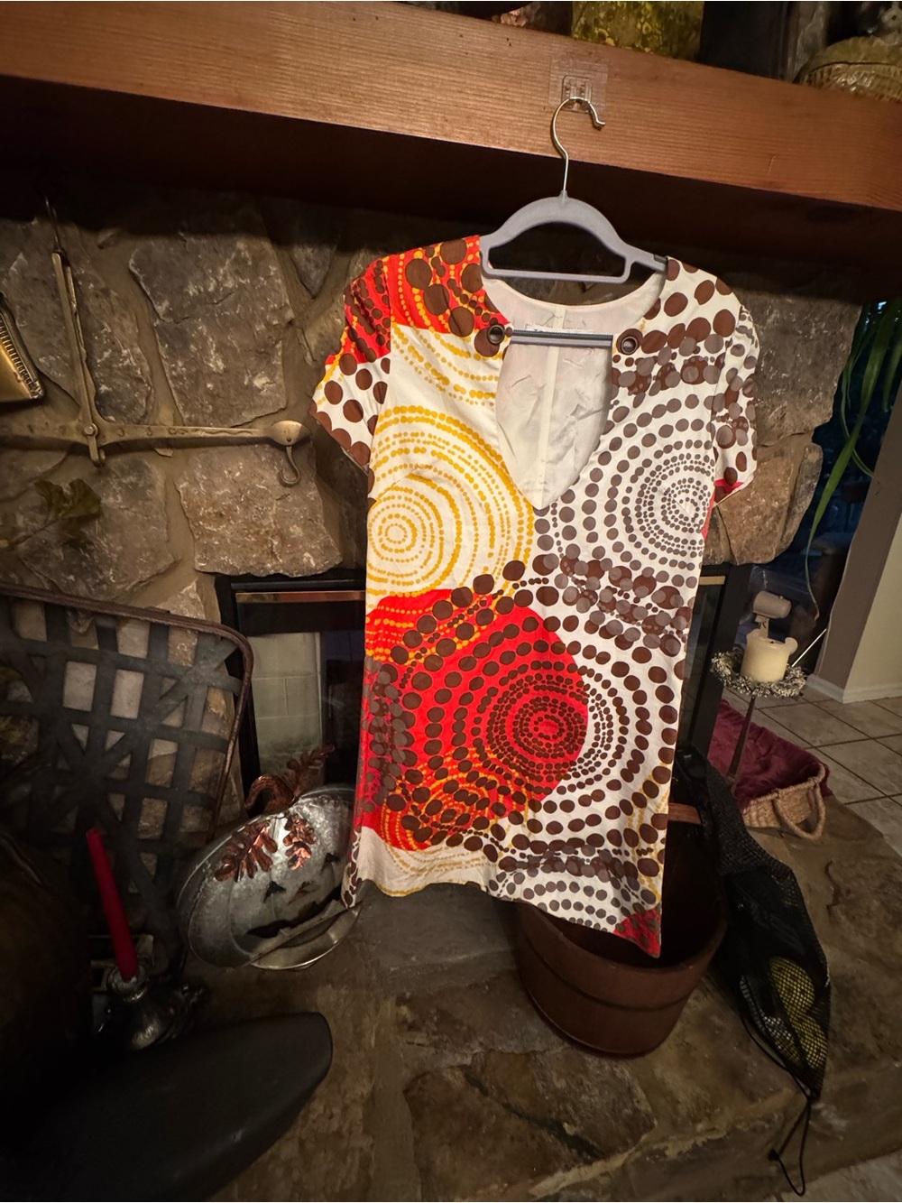 Trina Turk small Dot-Print abstract mod autumn Shift Dress vintage look - Picture 7 of 9